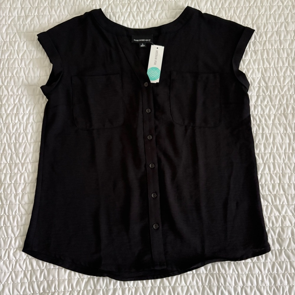 Trendy Black Button-Down Shirt